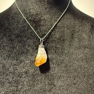 Raw Citrine Crystal Pendant Necklace